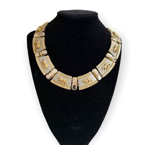 Vintage 1980s Two-Tone Gold & Silver Jaguar Collar Necklace